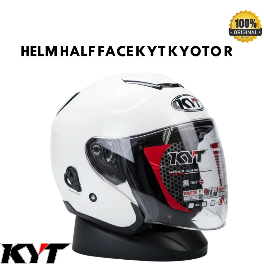 KYT KYOTO HELM HALF FACE WANITA PRIA PREMIUM ORIGINAL 100% Dengan Double Visor & Removable Inner Lin