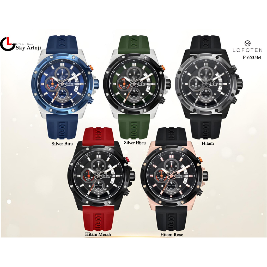 LOFOTEN 6535 Jam Tangan Pria Chronograph Sapphire Anti Gores-Rubber