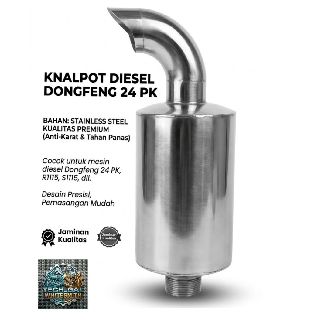 Knalpot Mesin Diesel Dongfeng 16PK-24PK Stainless Tahan Karat
