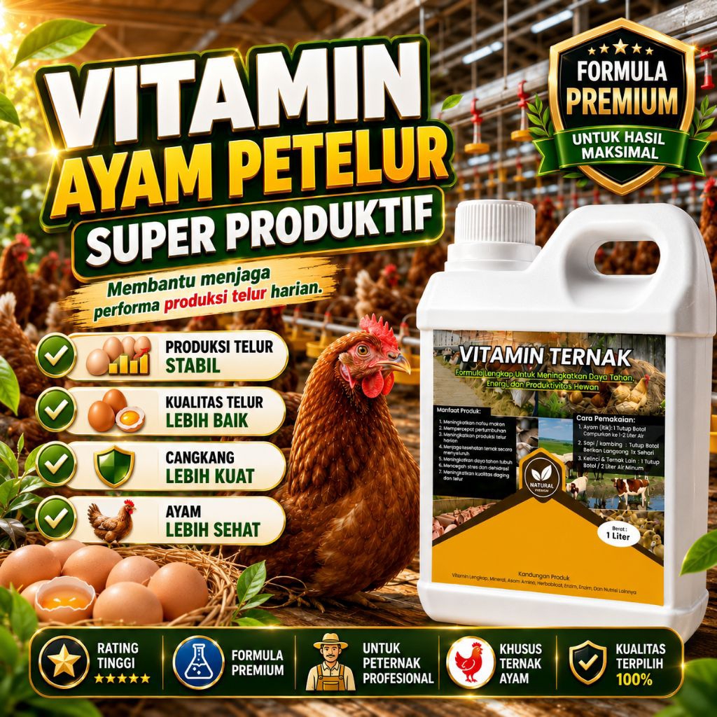 Vitamin Ternak Ayam Petelur 1 Liter Formula Premium Menjaga Produksi Telur Kualitas Cangkang Telur