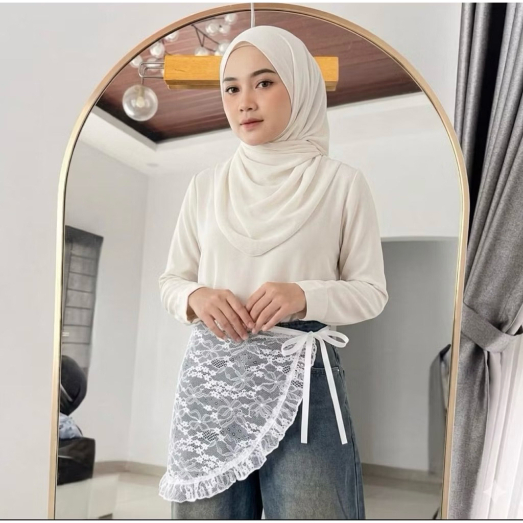 Lace Skirt Rok Korea Rok Midi Rempel Renda