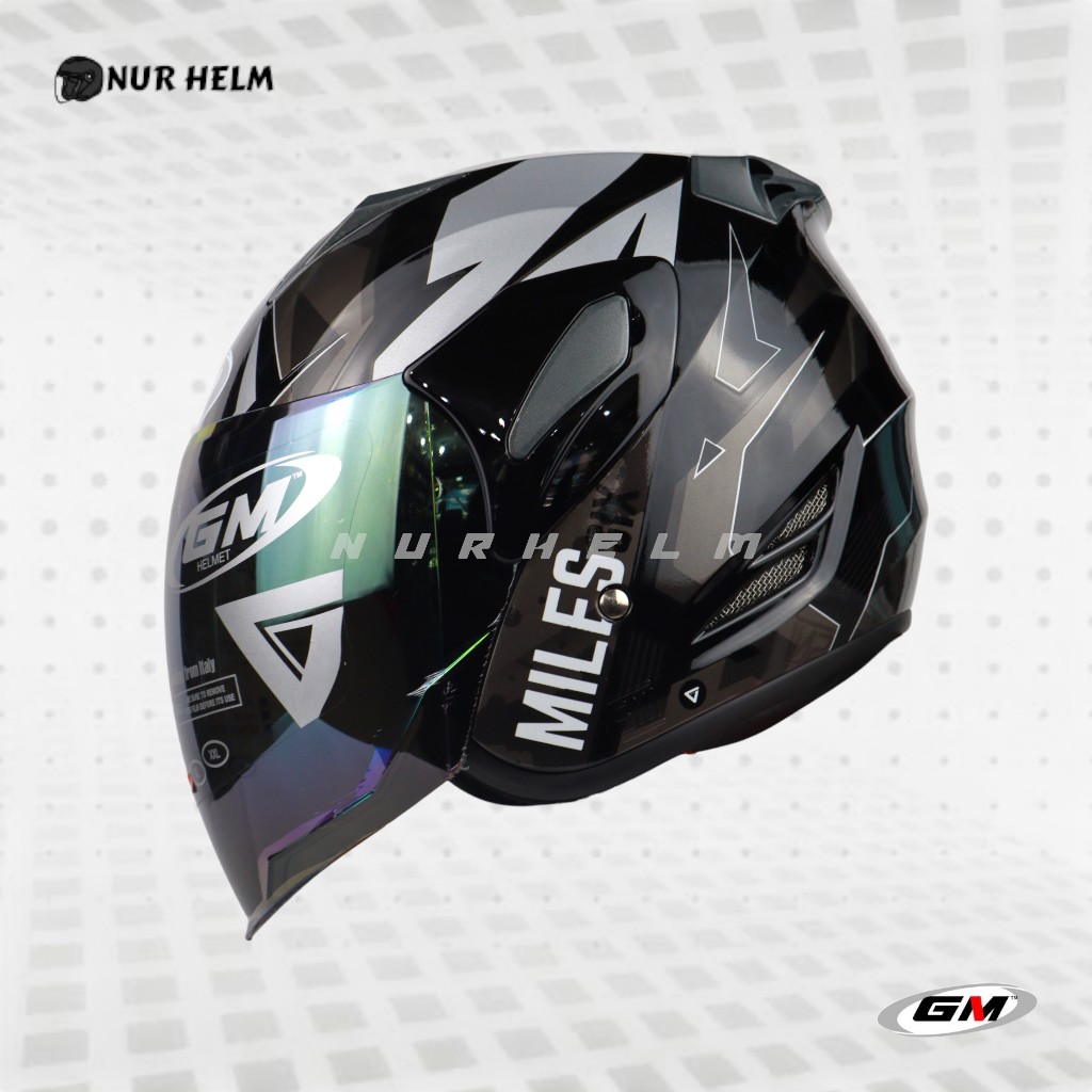 GM Fighter SR Motif Six Miles - Black/Silver - Helm Half Face