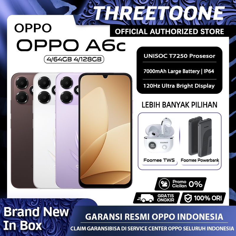 [Official Store] OPPO A6c 4/64GB 4/128GB UNISOC T7250 — Garansi Resmi OPPO Indonesia