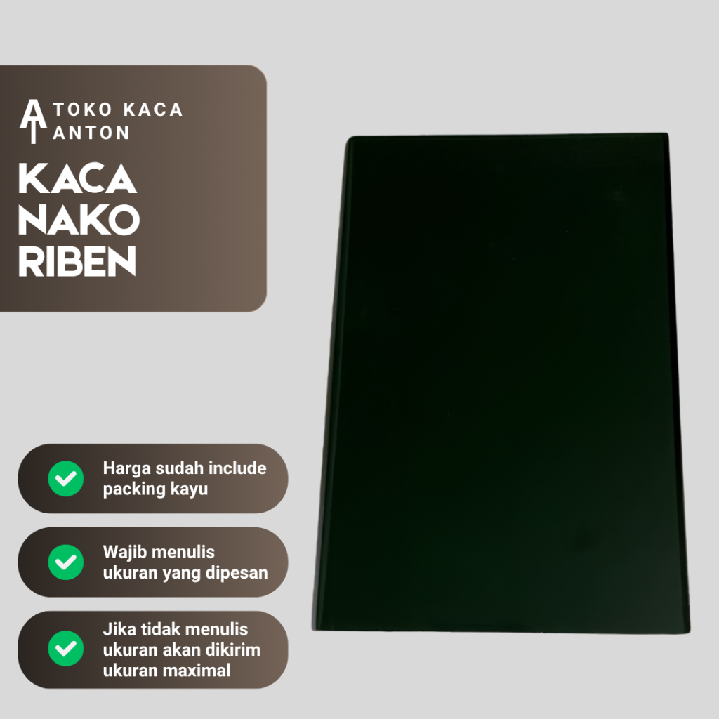 Kaca Nako Riben 5mm Lebar 15cm Custom Panjang Sesuai Kusen Kaca Gelap Jendela Nako