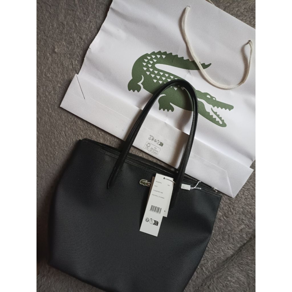 Tas Lacoste Tote Bag Original 100% Full Black (Size Small)