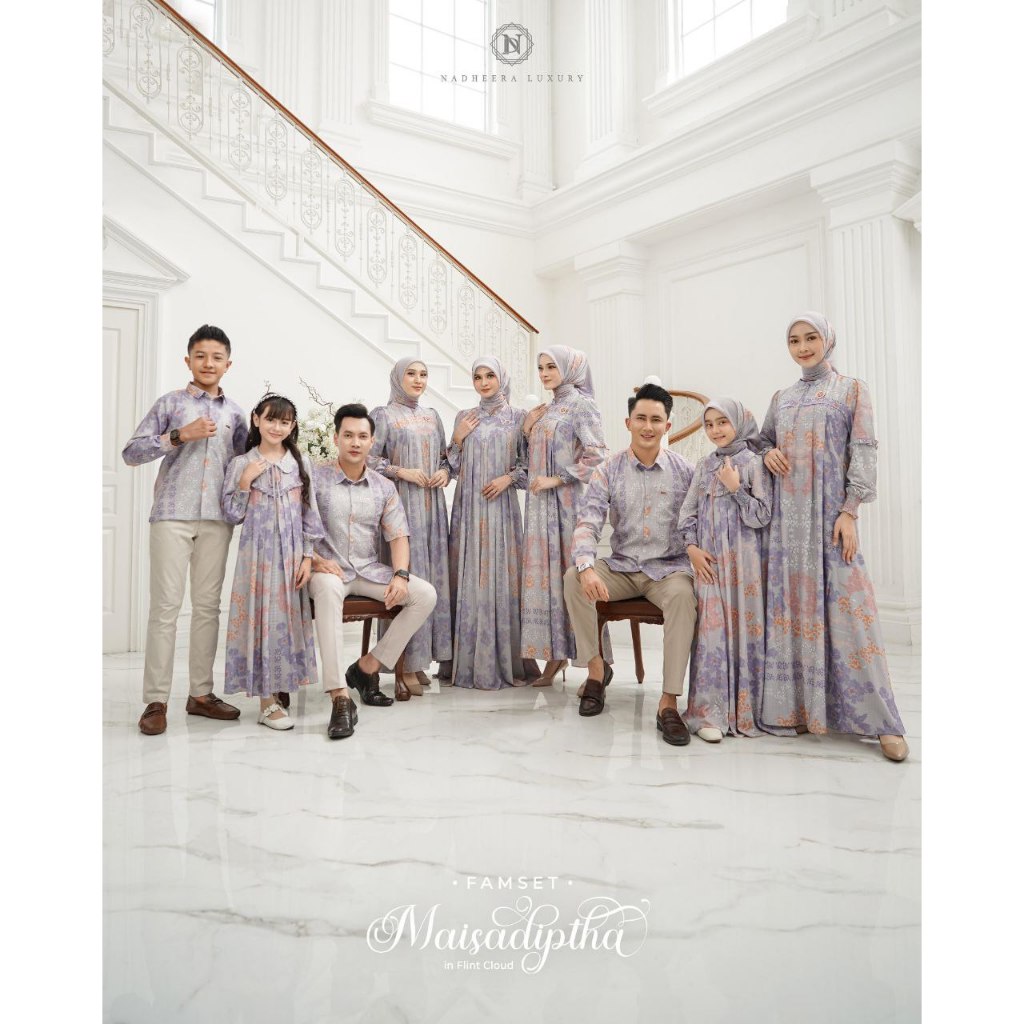 READY / MAISADIPTHA FAMSET (FLINT CLOUD) (HIJAB TERJUAL TERPISAH) NADHEERA LUXURY TERBARU / FAMSET T