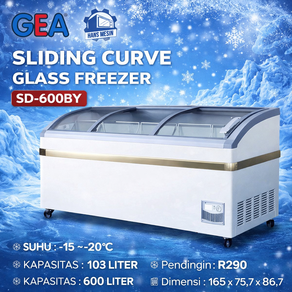GEA FREEZER SLIDING KACA 600 LITER / FREEZER BOX SLIDING KACA GEA SD-600BY