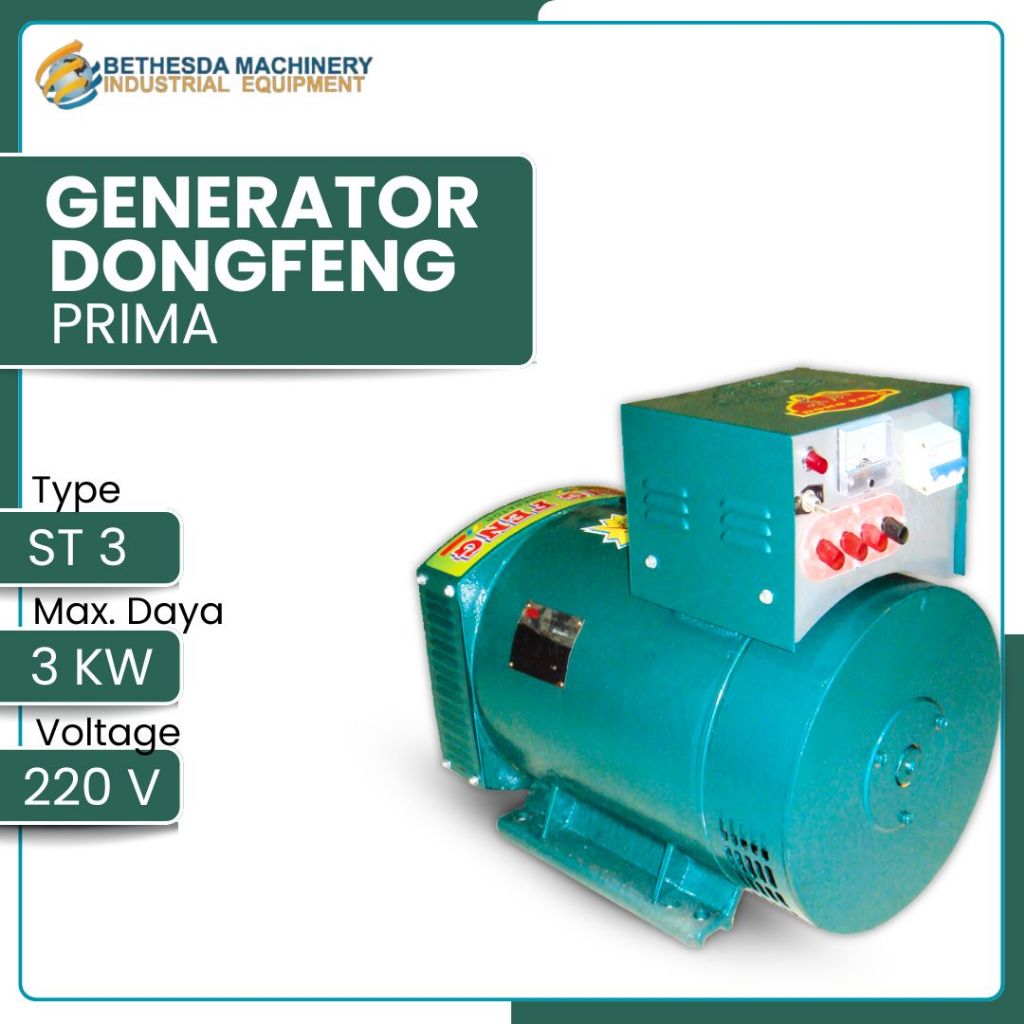 Mesin Generator Dongfeng ST 3 1 Phase Generator Dong Feng Prima Tembaga