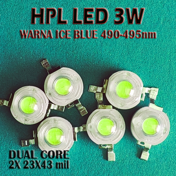 SALE...  ICE BLUE HPL LED 3 WATT NEW CHIP ICE BLUE 490 - 495K SUPER BRIGHT FENIEX BLUE LAMPU SOROT