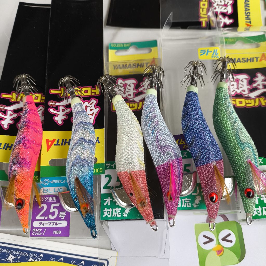 Yamashita Egi Dropper 2.5 Live Glow Neon Bright Umpan Cumi NEW Rattle & Non Rattle Squid Jig Fishing