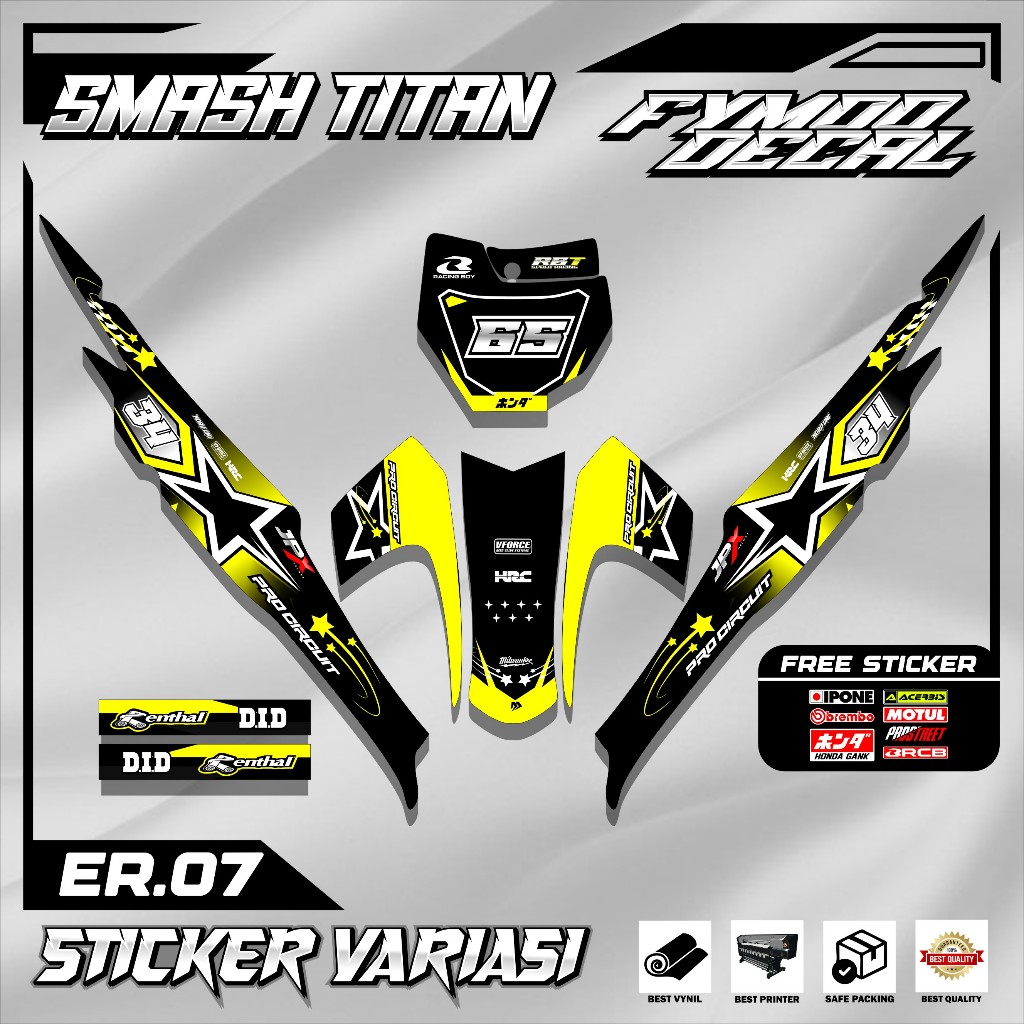 (NEW) STICKER DECAL STRIPING RBT HONDA SMASH TITAN 155 CUSTOM SUPERMOTO TERBARU KODE 26.07
