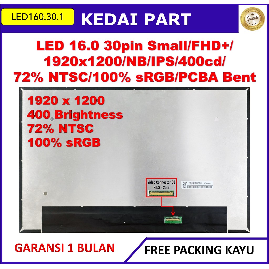 LCD LED HP Elitebook 860 G9 16.0 Inch 30 Pin 1920x1200 FHD+ 100% sRGB NE160WUM-N61