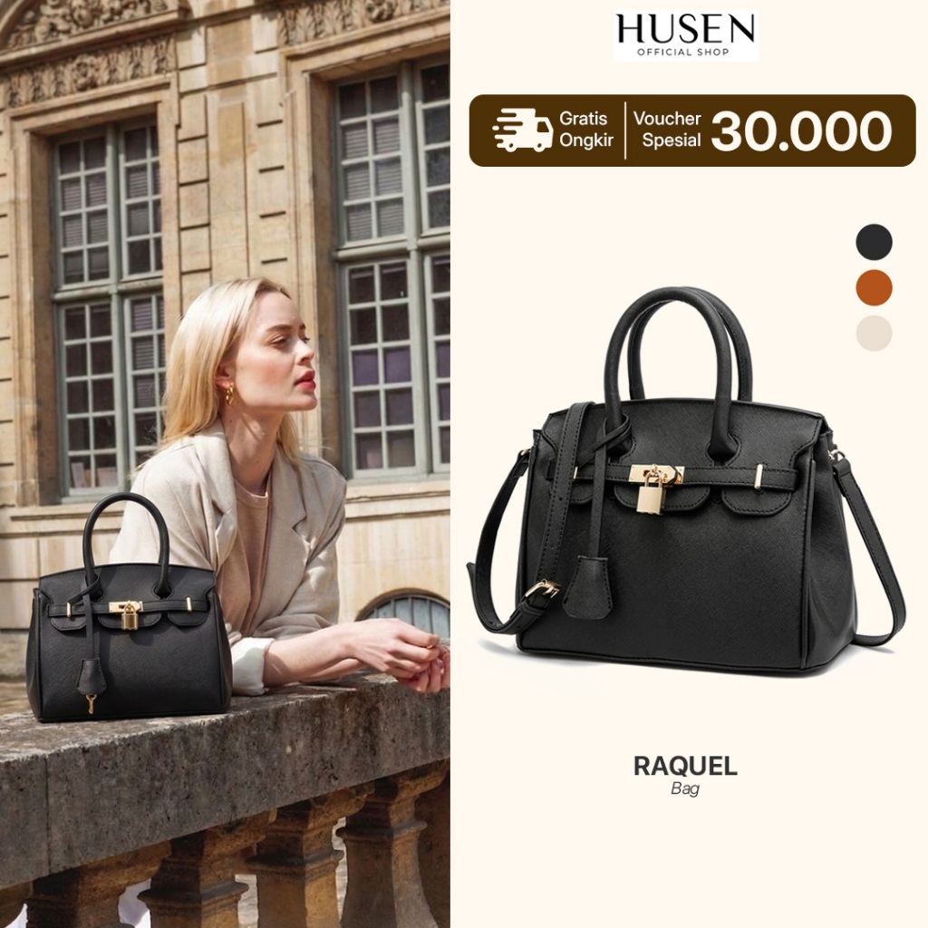 HUSEN Shoulder Bag Wanita Raquel Bag Tas Kerja Kuliah Tas Jinjing Kulit SIntetis Kekinian Original