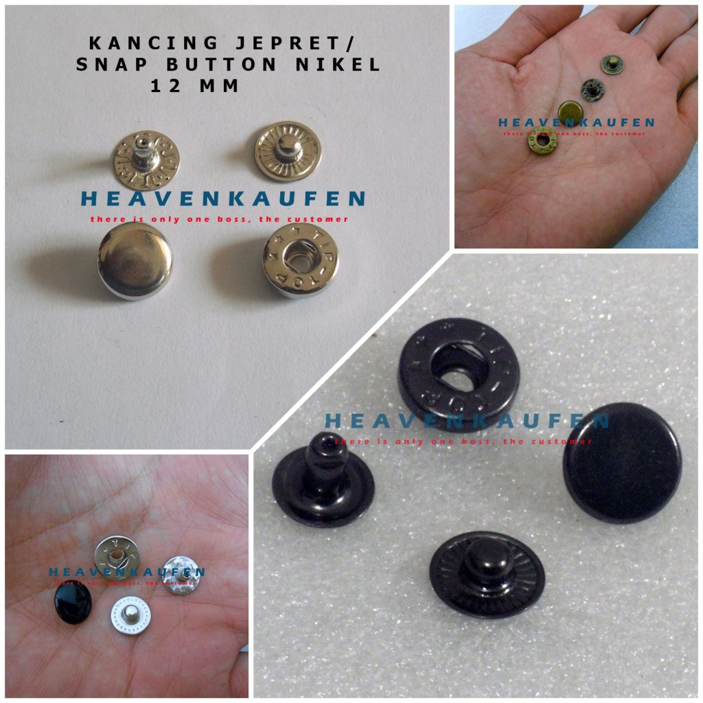 Kancing Jepret 12 mm (Snap Button) cetet black nikel silver ATG hitam Dompet tas