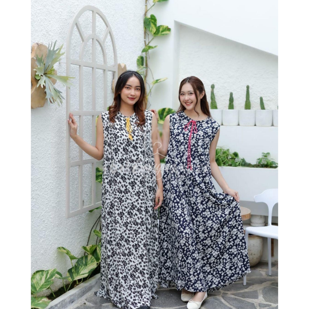 Yumi Dress | Daster Tanpa Lengan Bahan Viscose | Daster Kekinian Murah | Daster Panjang | Daster Ade
