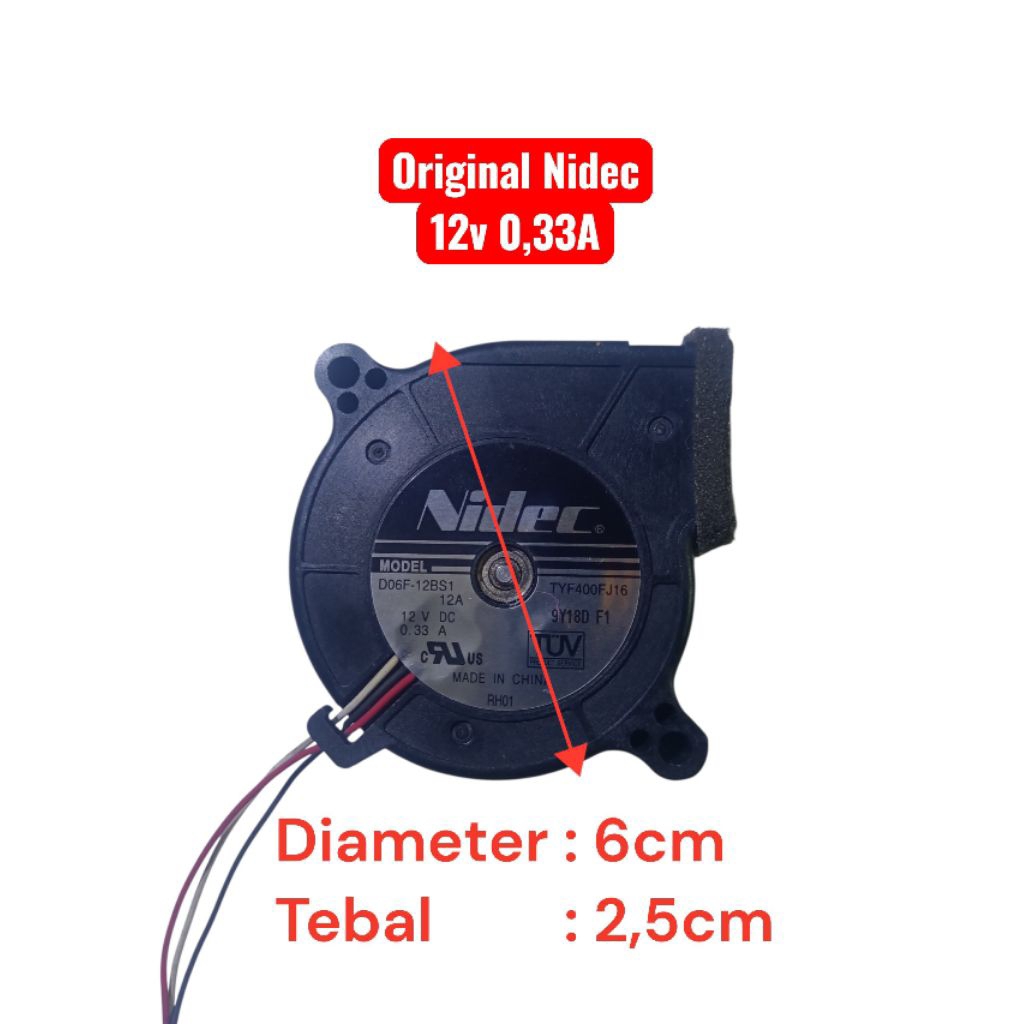 kipas blower keong Nidec 12v 0,33A
