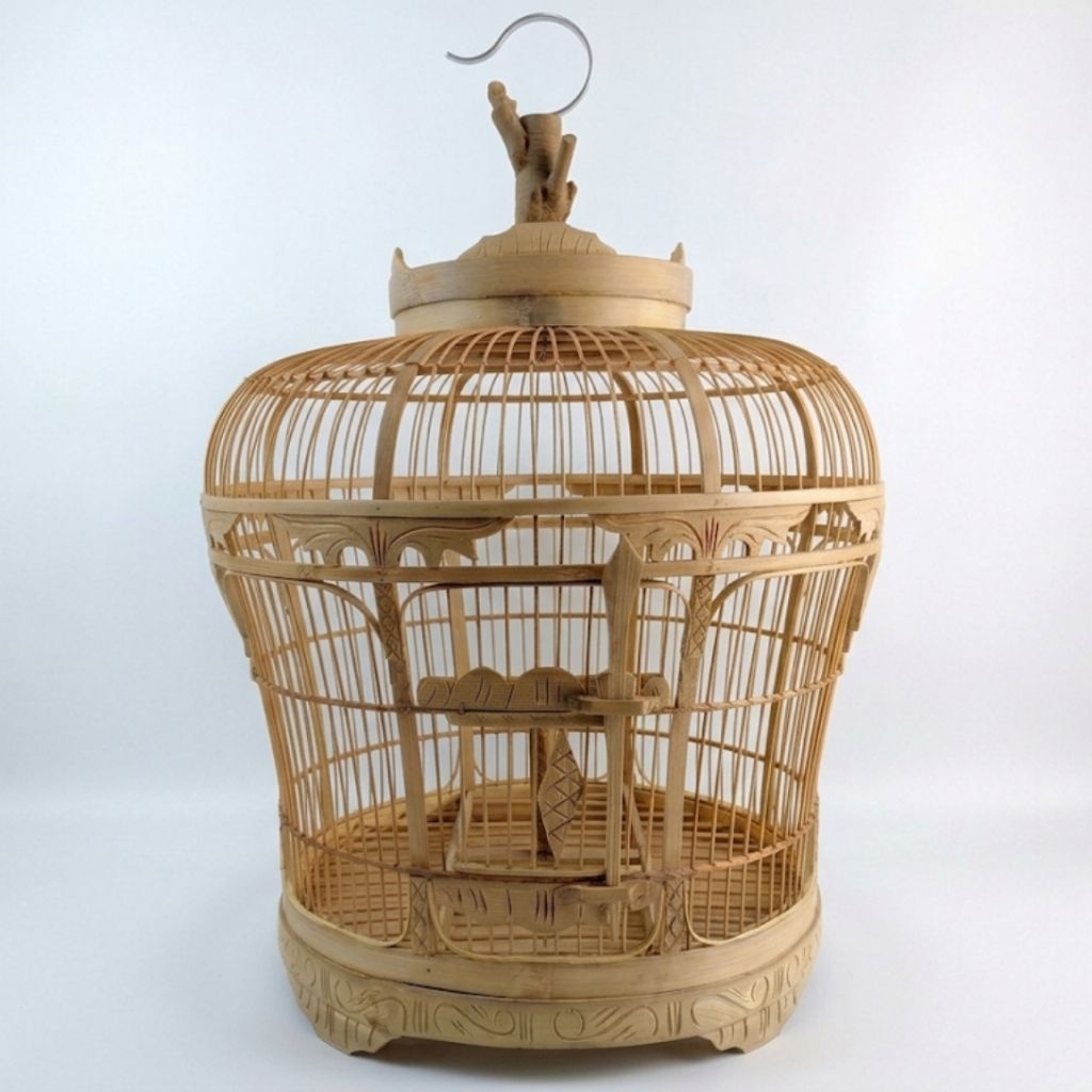 Sangkar Burung Derkuku Tekukur Puter Bahan Full Bambu Mentahan Ukiran Klasik Murah High Quality Kand