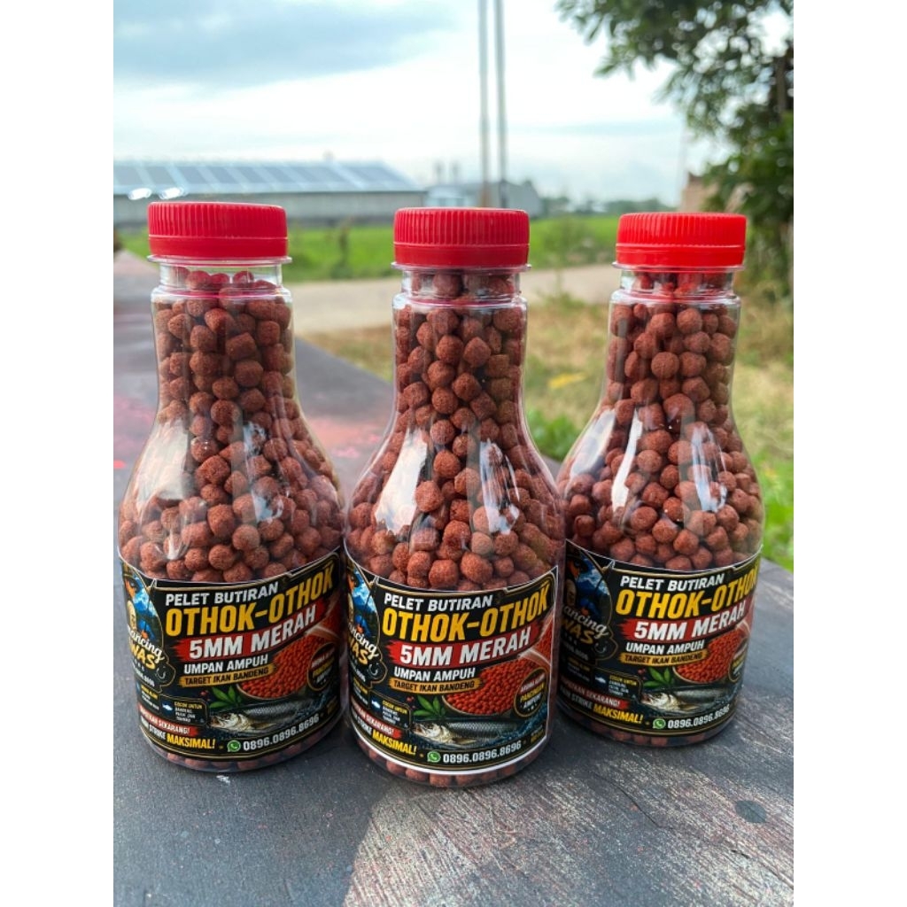 PELET OTHOK-OTHOK 5MM MERAH | Aroma Netral | Cocok Campur Essen | Bandeng • Koi • Patin | 100 Gram