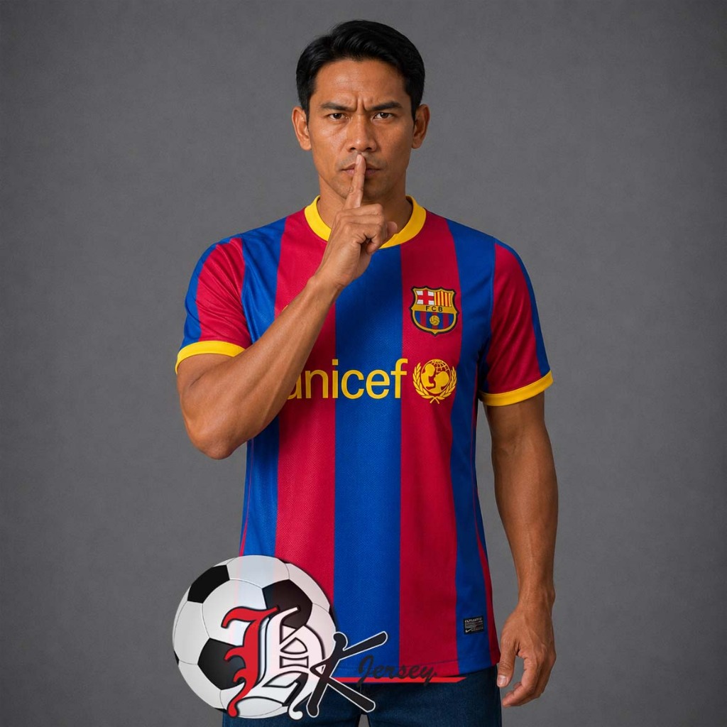 JERSEY BOLA RETRO BARCELONA HOME FINAL LONDON 2010/2011