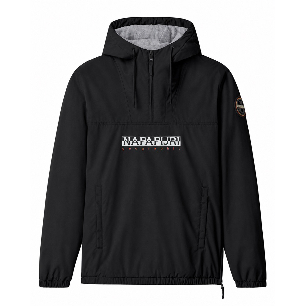 Napapijri Avergreen Anorak Winter Hooded Jacket In Black