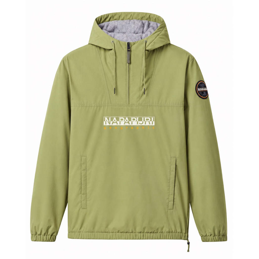 Napapijri Avergreen Anorak Winter Hooded Jacket In Green Mostone