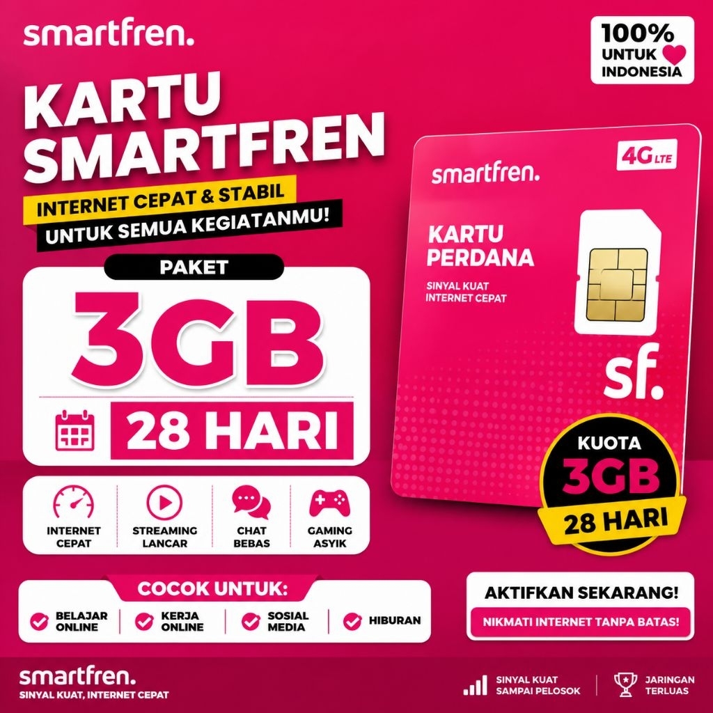 KARTU PAKET SMARTFREN 3GB 28HARI