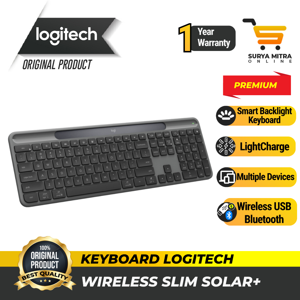 Keyboard Logitech Wireless Slim Solar+ K980