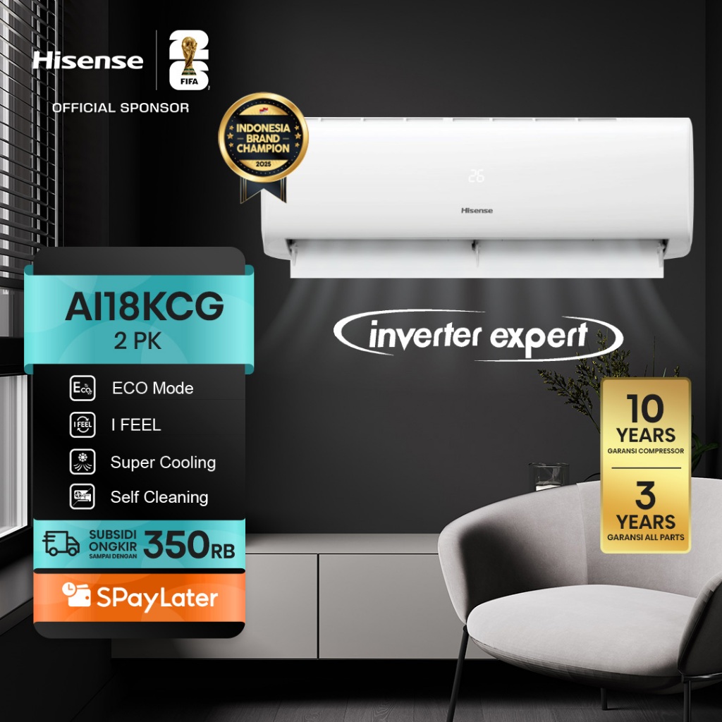 Hisense AC AI18KCG Inverter 2 PK Cooler Perlindungan Cepat ECO Mode Hemat Energi Self Cleaning 6 Lay