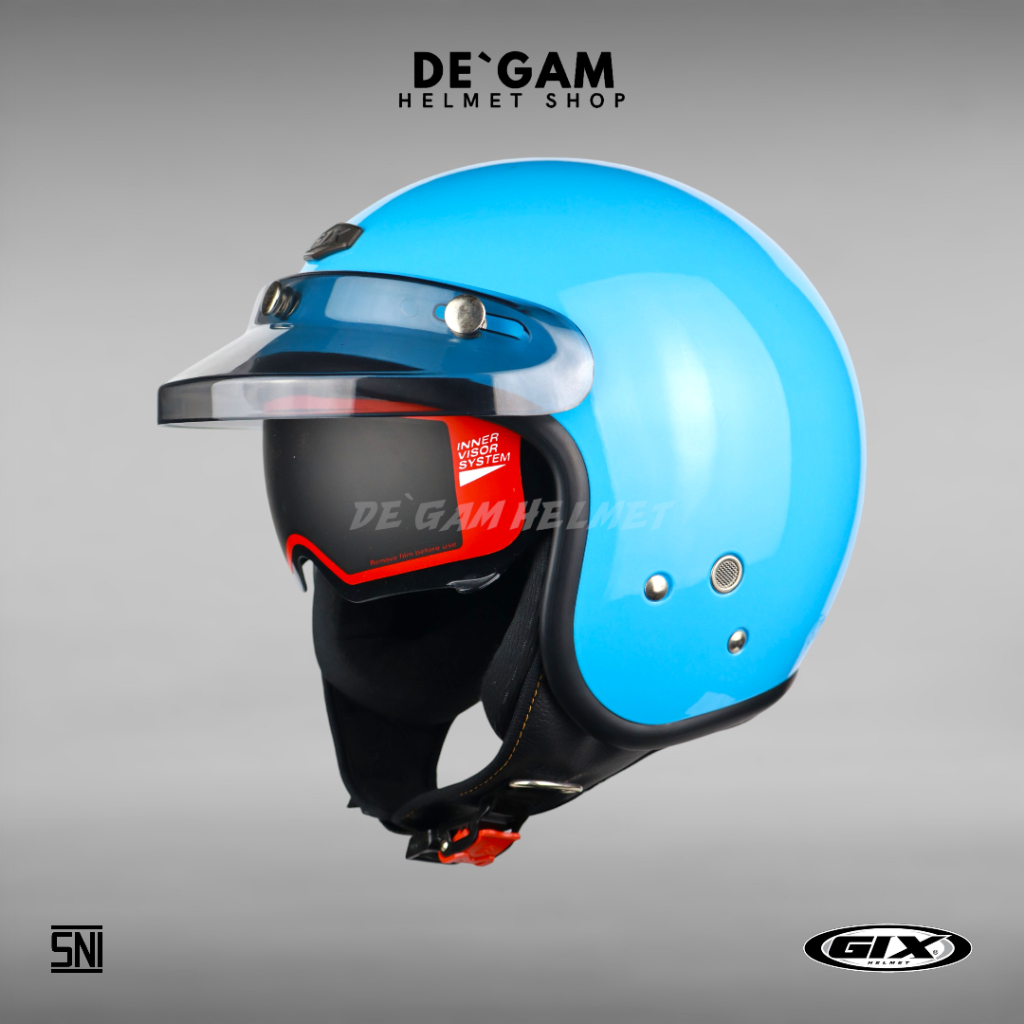 GIX Rovelo Solid - Blue - Helm Retro - Helm Bogo