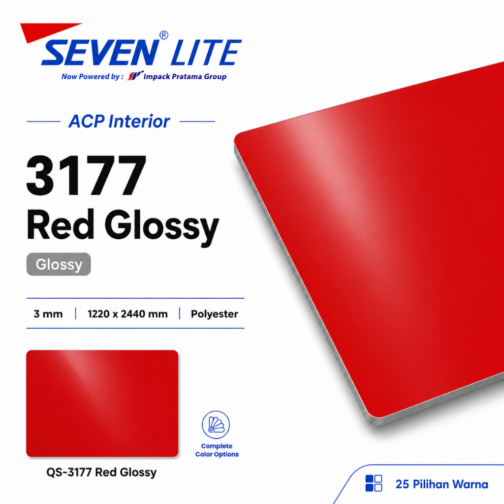 Seven Lite ACP Panel Aluminium 3mm PE 0.05 Komposit Interior 1220x2440 - Glossy Series