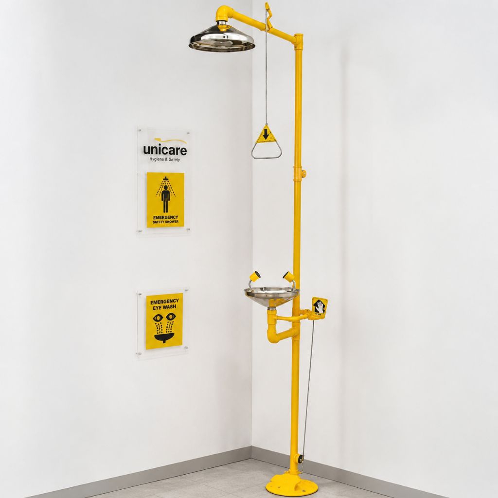 Emergency Eyewash Shower UNICARE / eyewash Unicare kuning - PVC