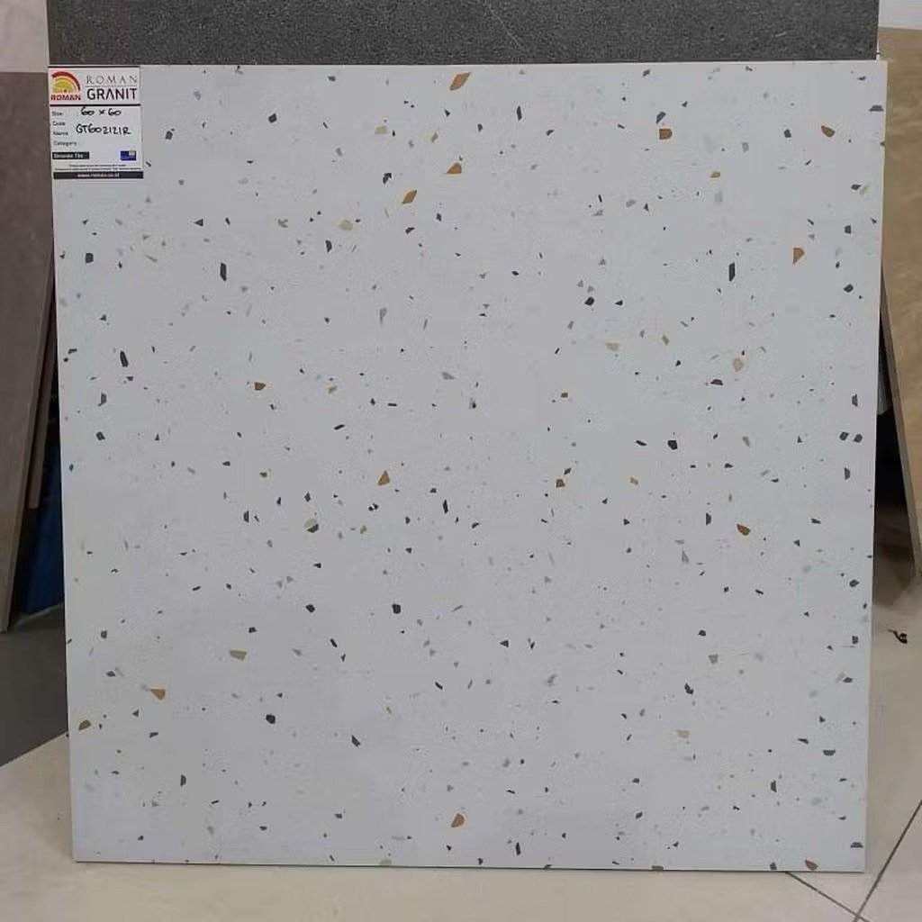 GRANIT / KERAMIK LANTAI 60X60 ROMAN  D’MELBOURNE WHITE | MOTIF TERAZZO GLOSSY M2