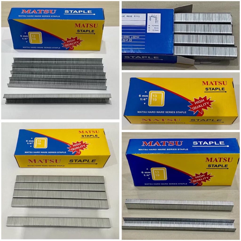 MATSU 6mm ( 5000pcs ) 13/6 Anak hekter tembak R 23 Staples 6 mili R23 matsu 5000pcs isi refill hekte