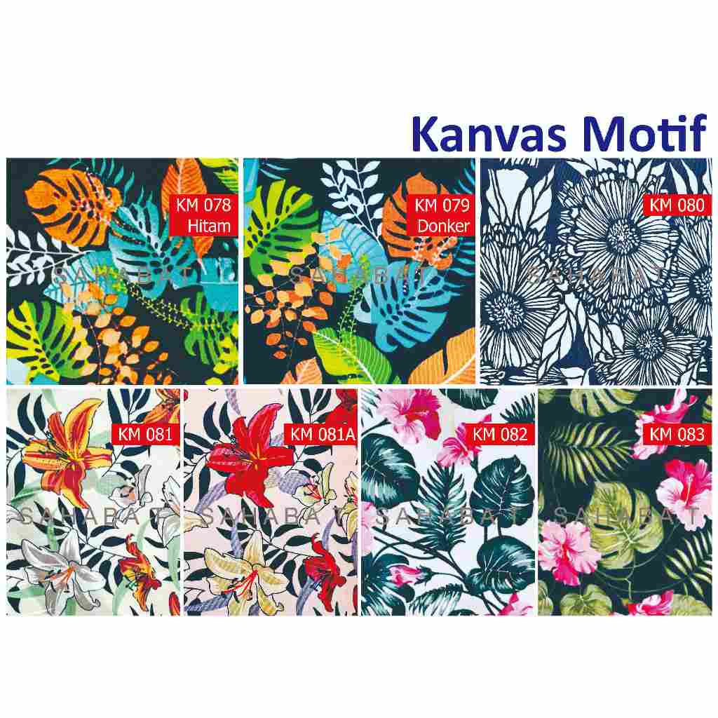 Kanvas Motif Bunga 3 / Kanvas Katun / Bahan Kain Tas
