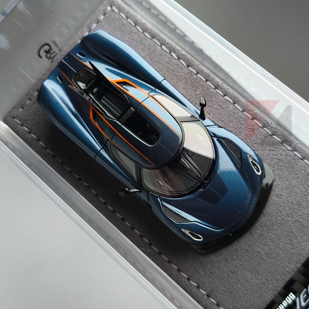 Gryning Model 1:64 Koenigsegg Jesko Absolut #7332 Deep Sea/Sweet Mandarin RESIN Model Car