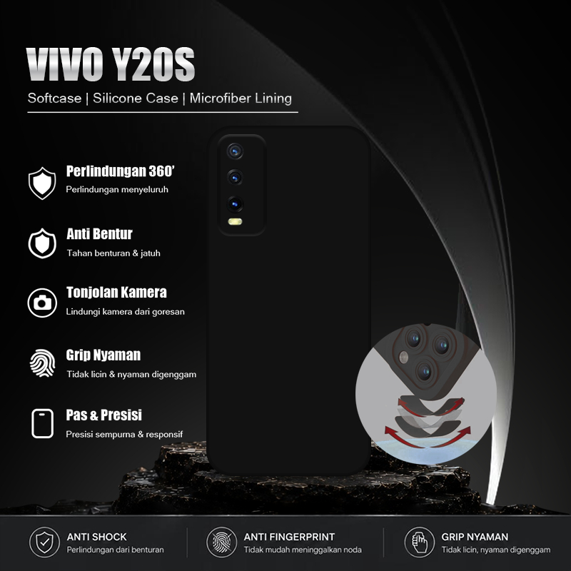 Softcase Hitam Polos For VIVO Y20S - Softcase Handphone - Casing Hape - Casing Ponsel - Case Aesthet