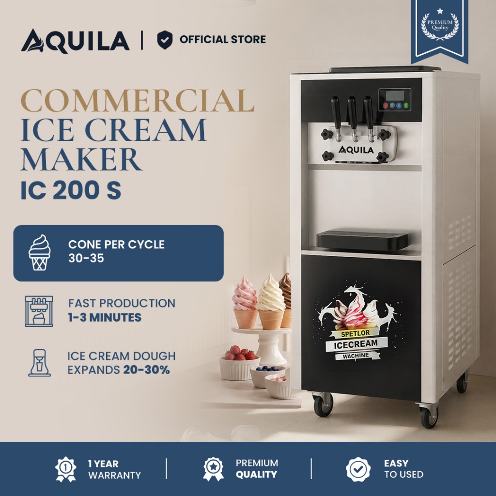 Aquila Mesin Es krim Soft Ice Cream Maker IC 200  Mesin Es Krim 3 Tuas Classic Untuk Bisnis
