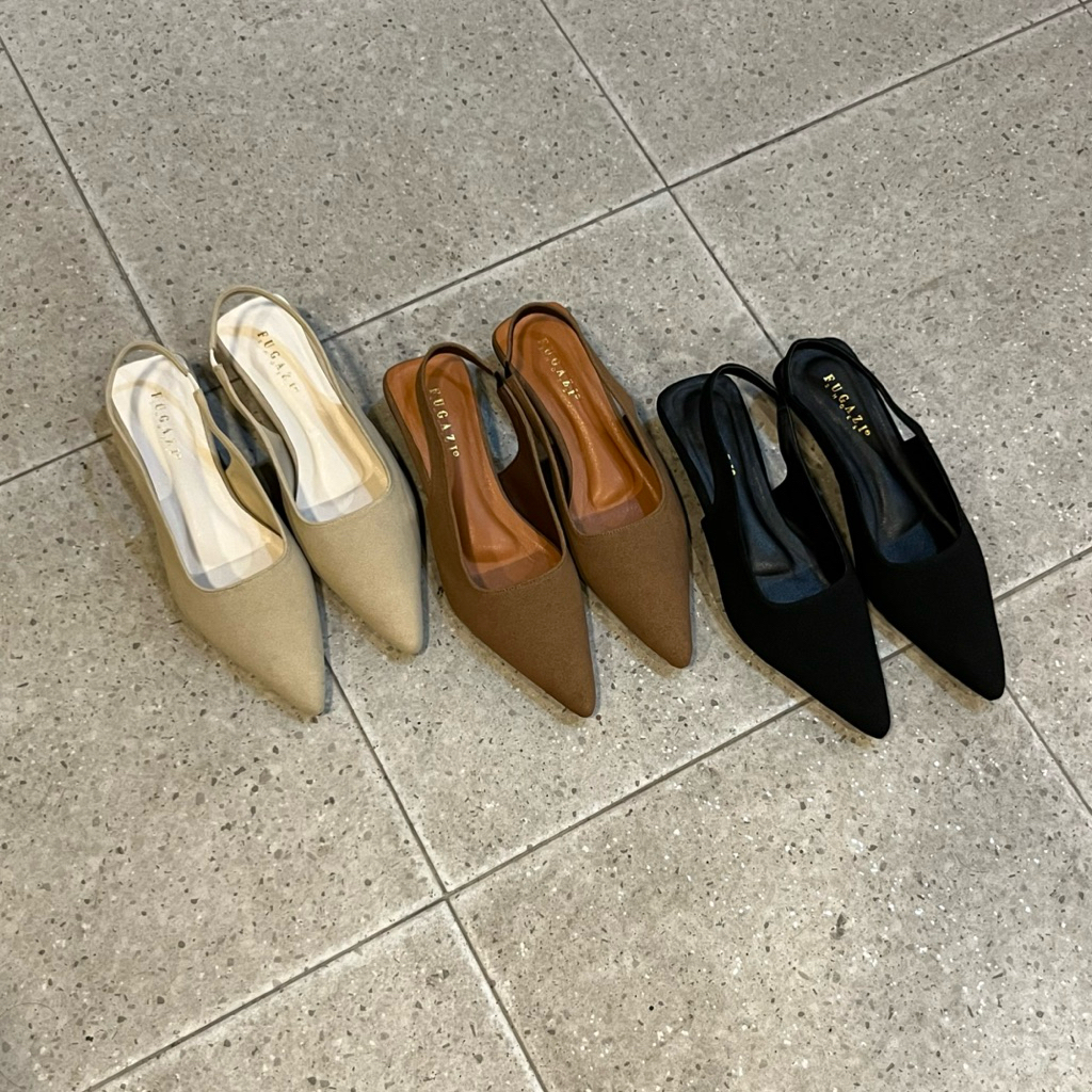 Fugazi - Georgia Woman Pointy Heels Mules | Hak 3.5 cm Suede - Pointed Toe Slingback Heels Shoes Sen