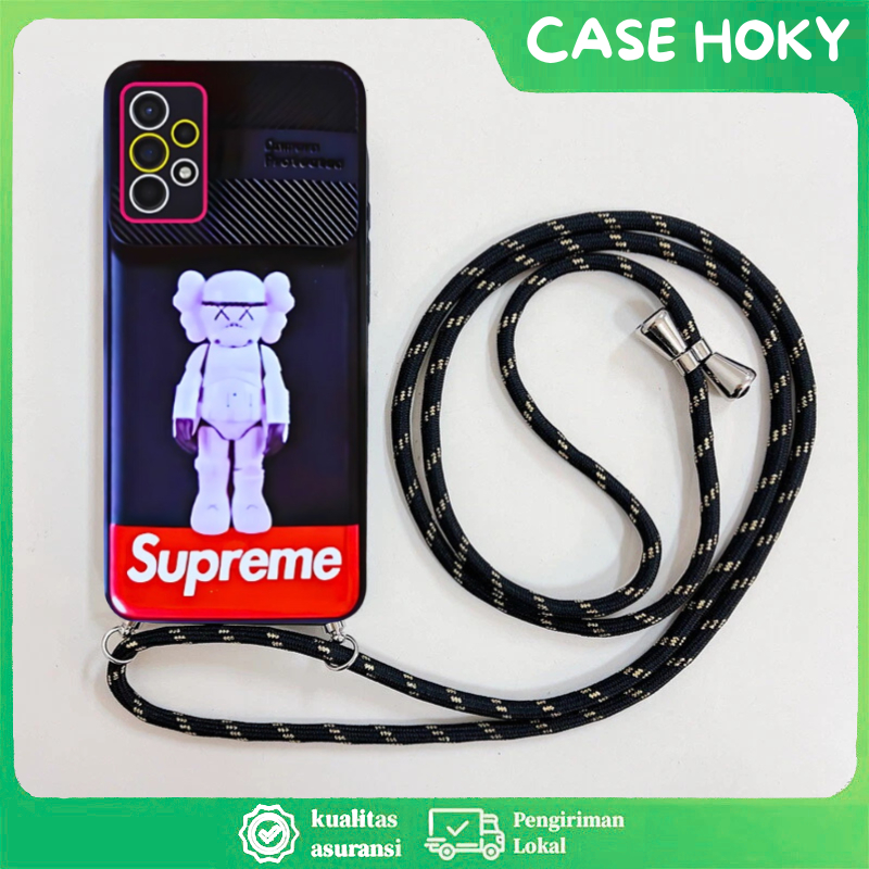Case Oppo A5S A7 A11K A12 A15 A15S A16 A16S A17 A54 4G F9 Casing Kaws Tali Lanyard Panjang Softcase 