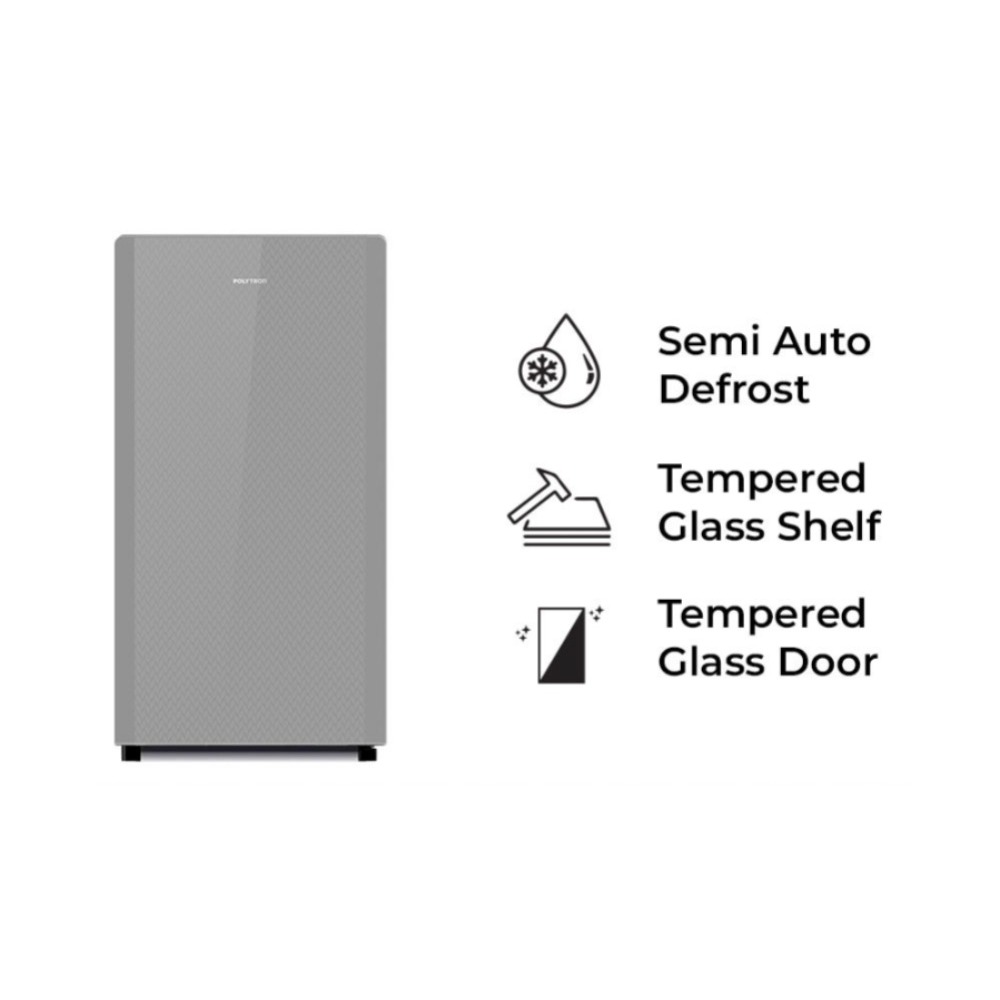 POLYTRON PRA-15CDS KULKAS 1 PINTU 150 LITER SILVER 70 WATT (NEW)