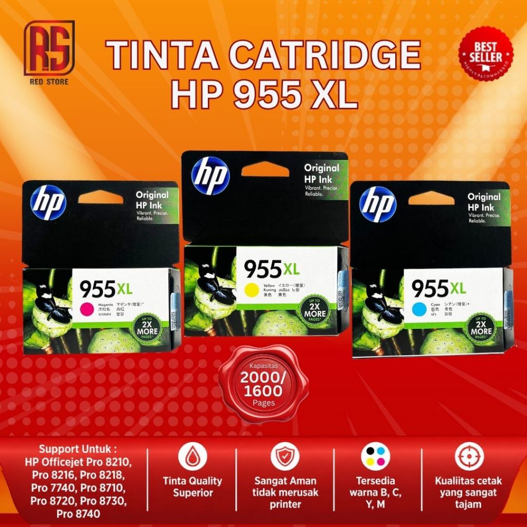 Cartridge HP 955XL Untuk Tipe Printer HP OfficeJet Pro 7720 7740 8210 8710 8720 8730
