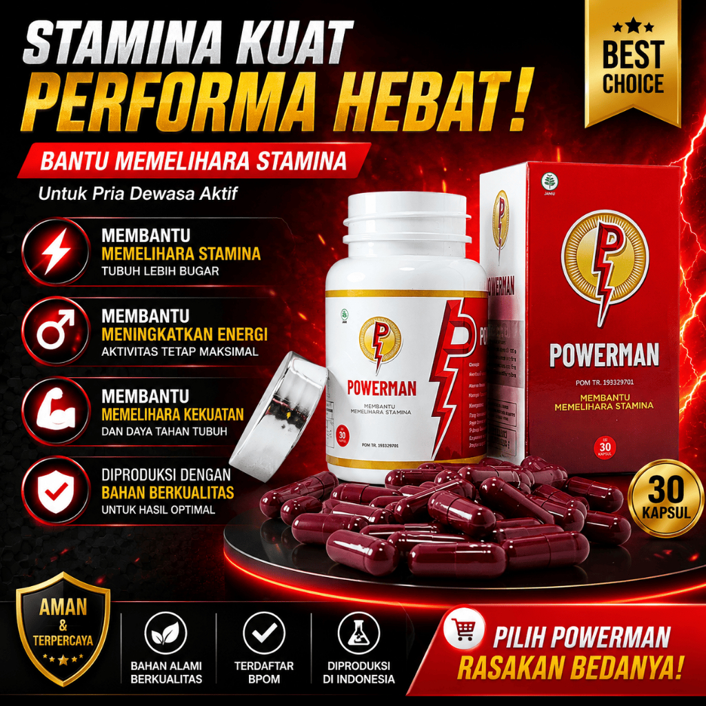 POWERMAN Kapsul Herbal 30 Kapsul Membantu Memelihara Stamina Pria Dewasa