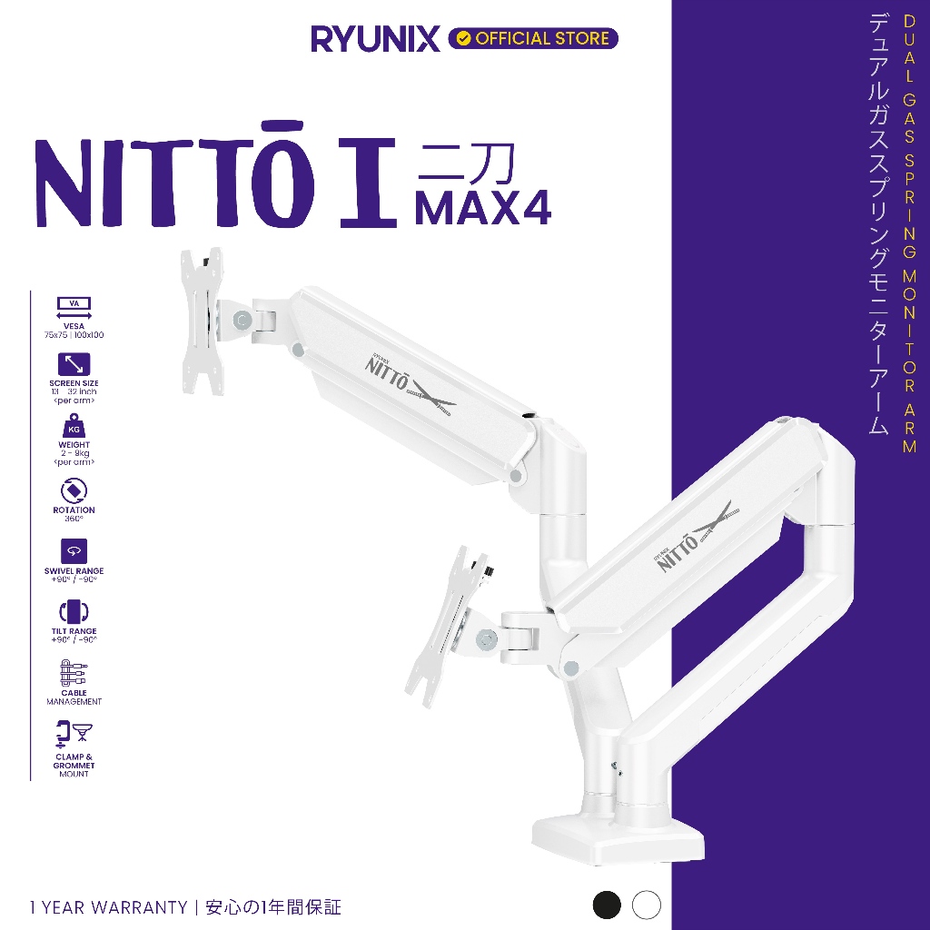 RYUNIX Monitor Arm ITTO MAX 1  & Monitor Arm Dual NITTO MAX 2
