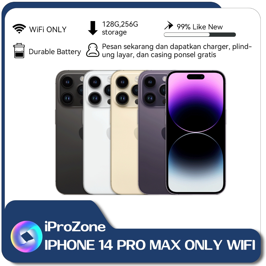 IPhone 14 Pro Max WIFI ONLY 128GB 256GB Bekas Second Original Mulus Fullset 6.9Inchs Hp IP 14 PROMAX