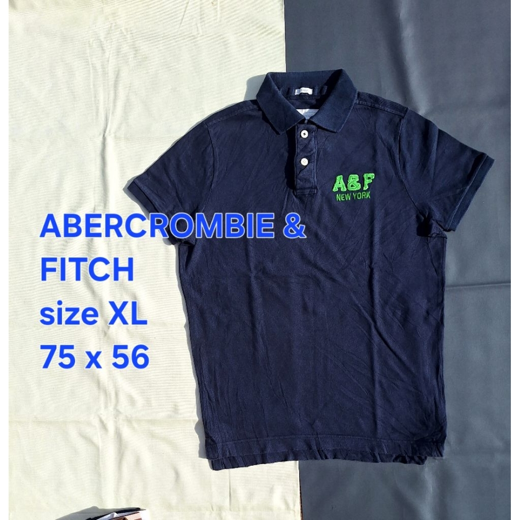 Baju Kaos Kerah ABERCROMBIE & FITCH Polo Shirt Navy