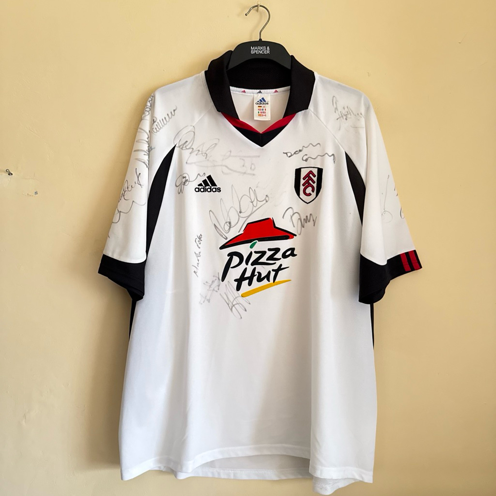 Fulham Home 2001/2002 Pizza Hut SS Full Squad Signed Jersey Baju Bola Original Bertanda Tangan