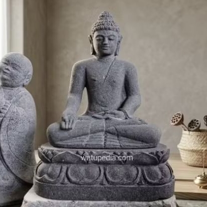 Patung Buddha batu candi waramudra