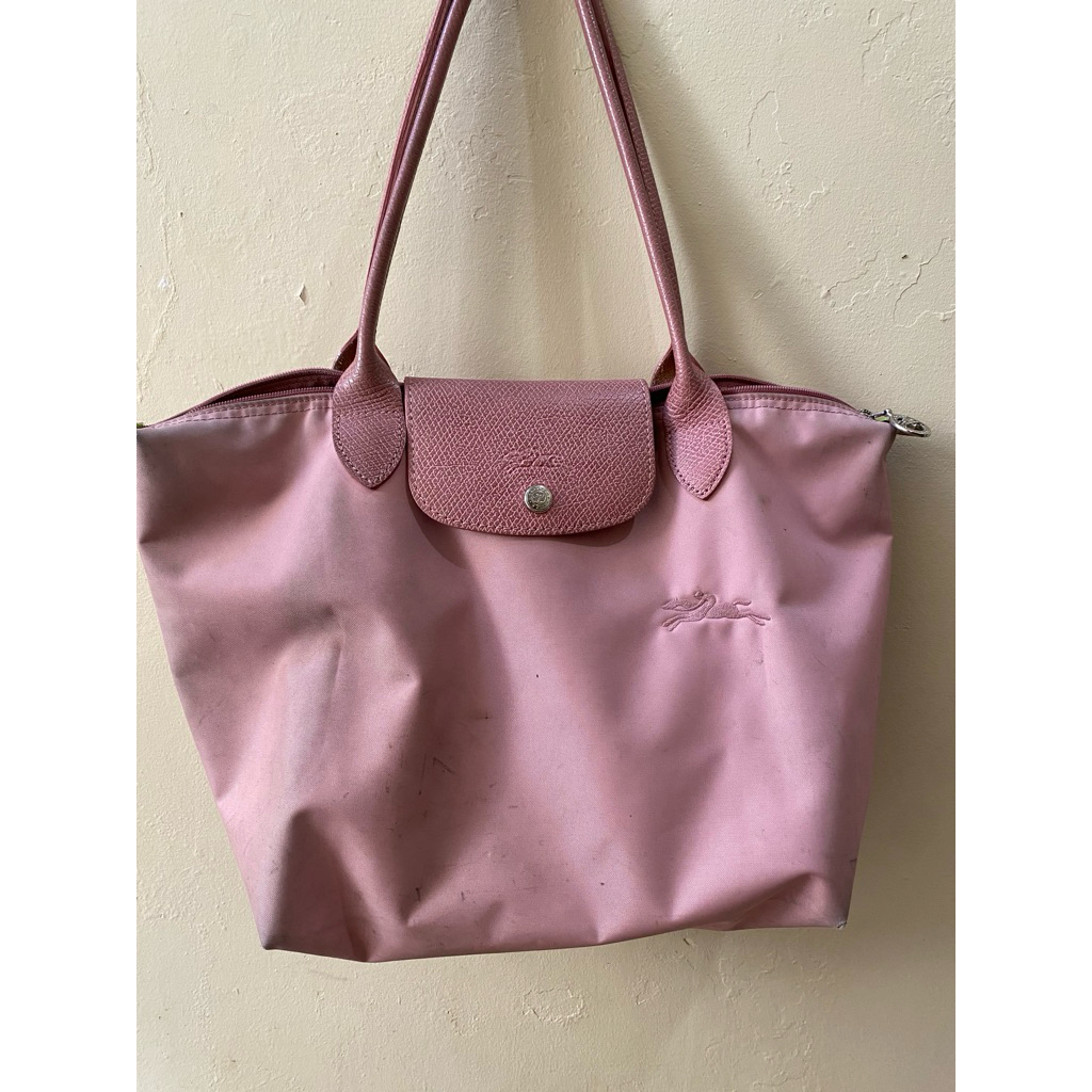preloved Longchamp le pliage green pink original