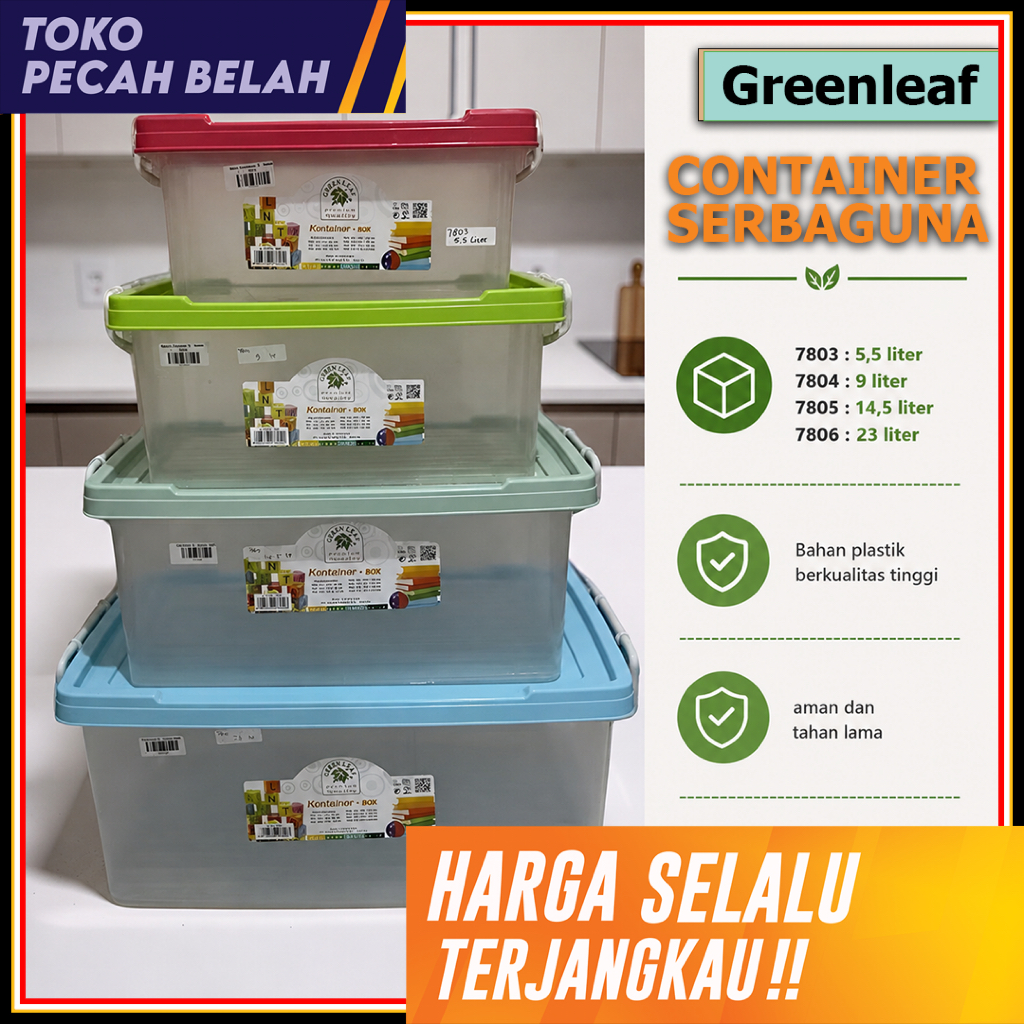 Q Seven Box Container 5,5 Liter (Kotak Serbaguna) 7803 Green Leaf