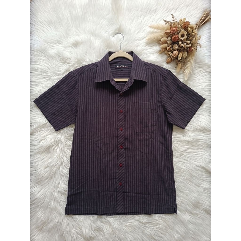 [PRELOVED] Kemeja Platini Men Kemeja Pria Kemeja Salur Pria Kemeja Garis-garis